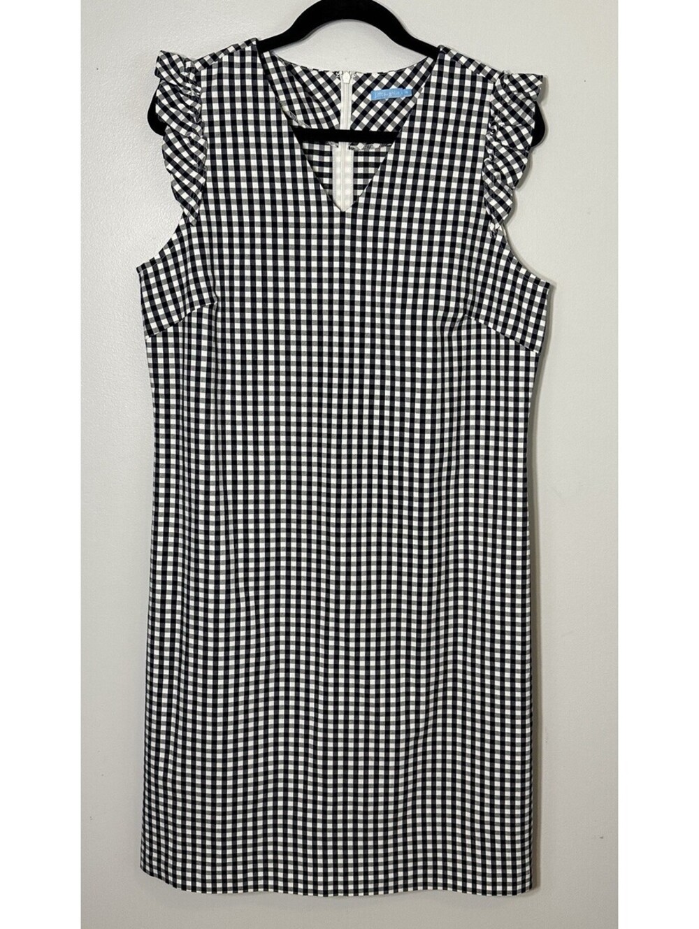 J Mclaughlin Joselyn Black/ White Gingham Sleeveless Dress Back Zip Size 14 EUC.